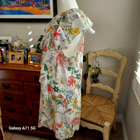 NWOT Parker New York Sangria Cold Shoulder Floral Ruffle Dress  S - Picture 6 of 16